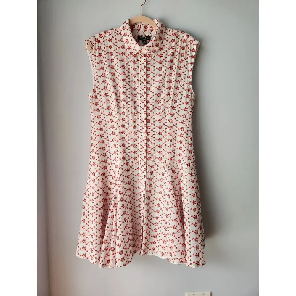 NWT J. Crew Mini Eyelet Shirt-Dress Crimson On White Eyelet Preppy Classic 12
